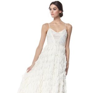 Alice and Olivia silk feather wedding dress